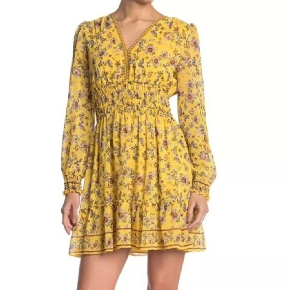 Max Studio Yellow Floral Mini Dress